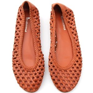 IPANEMA BURNT ORANGE LEATHER WEAVE FLAT SHOES SZ 8